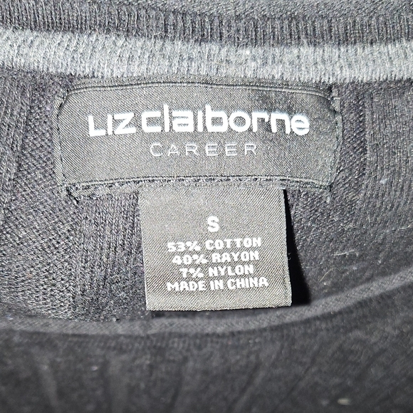 Liz Claiborne Black Long Sleeve Top with Gold Button Details - Picture 2 of 3